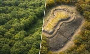 Hidden terrain forest hillshade comparison - ALTA SURVEY Ohio Lidar survey terrain model revealing ground elevation beneath dense forest canopy