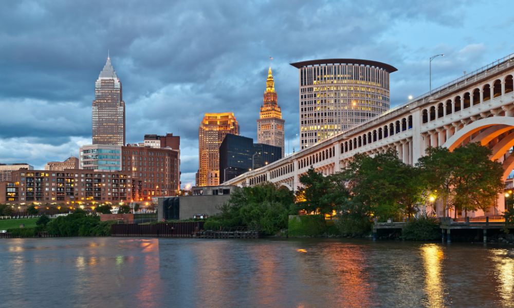 Cleveland Ohio skyline and commercial buildings—ALTA surveys are essential for urban property transactions.
